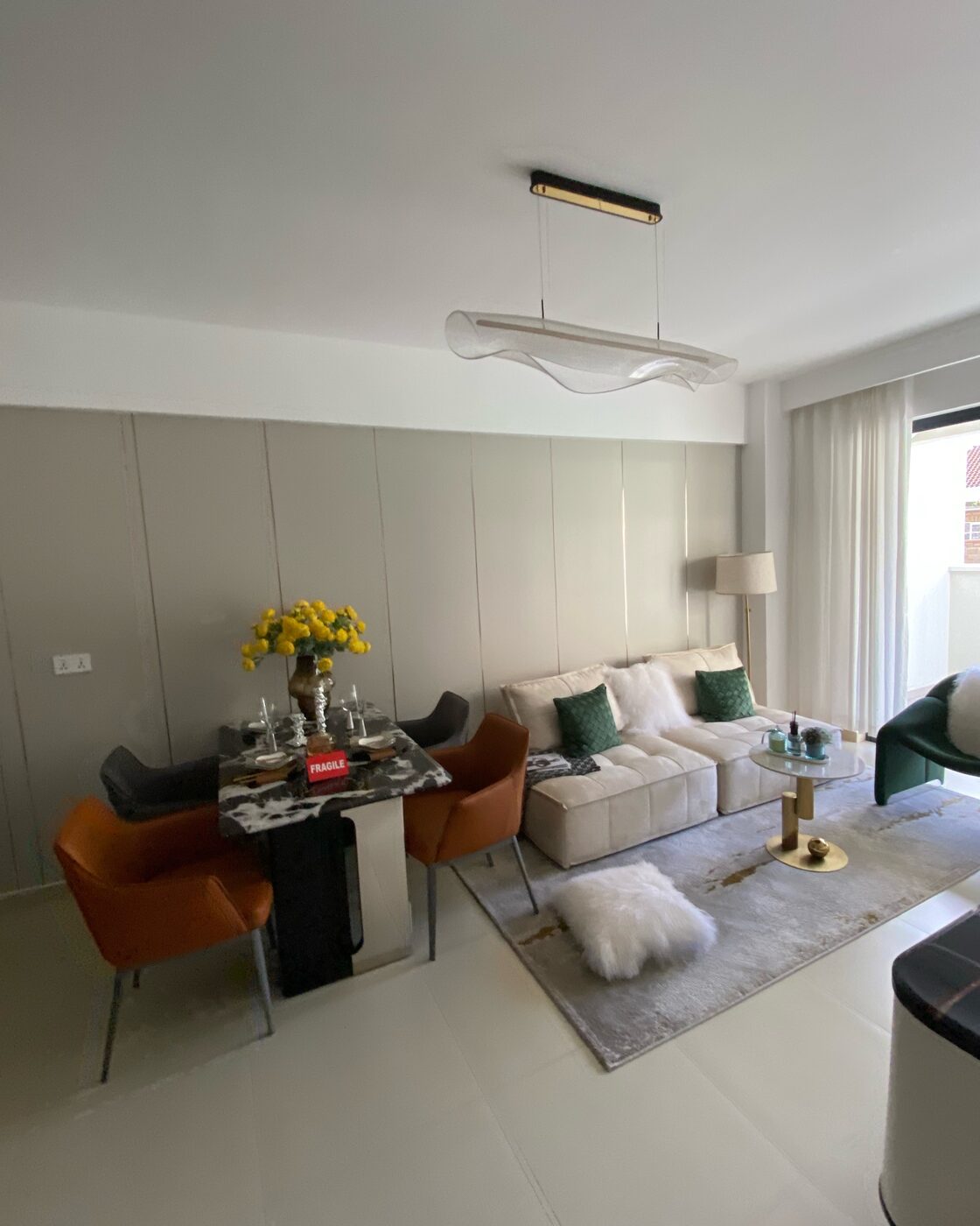 Open plan living and dining area